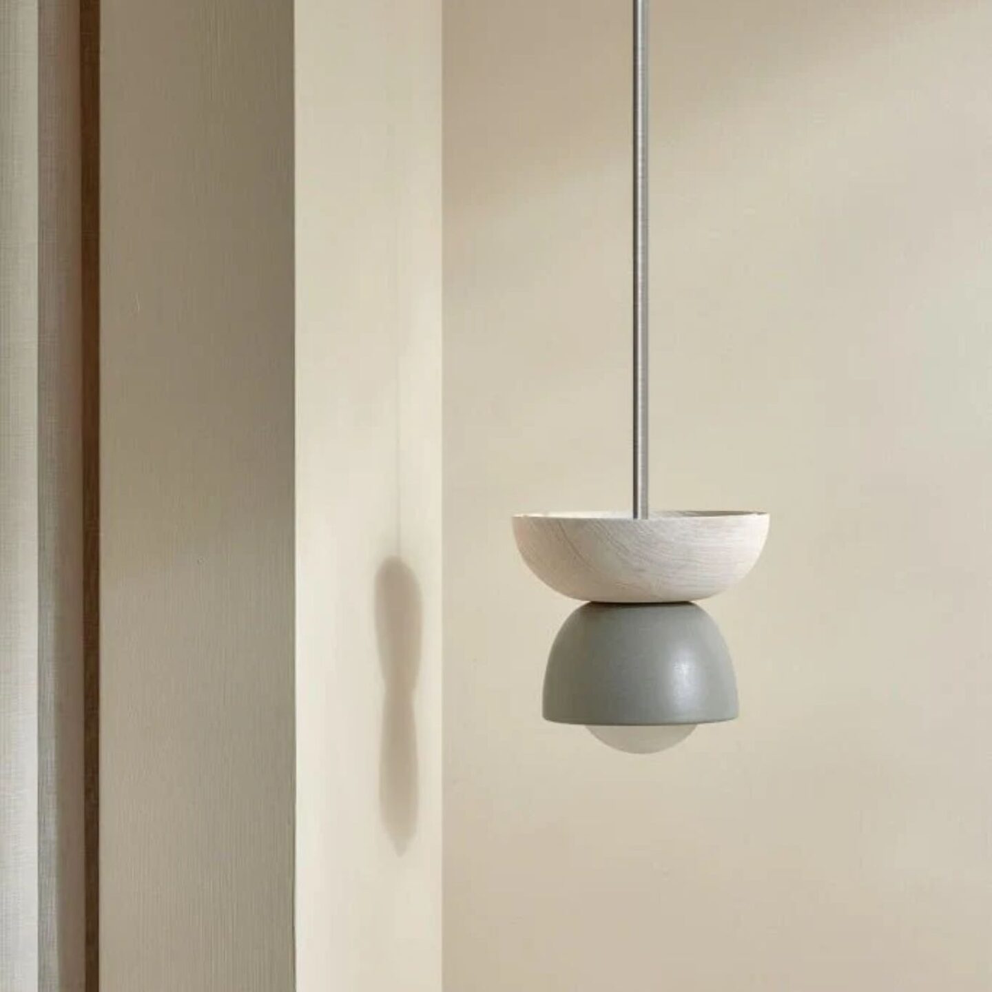 Terra 00 Pendant Light - Solid Rod Fog, Bleached Ash, Brushed Nickel